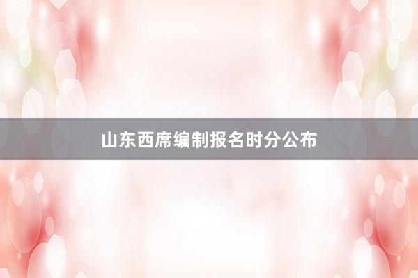 山东西席编制报名时分公布