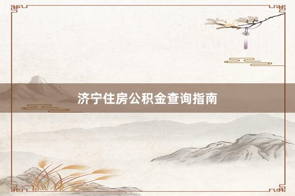 济宁住房公积金查询指南